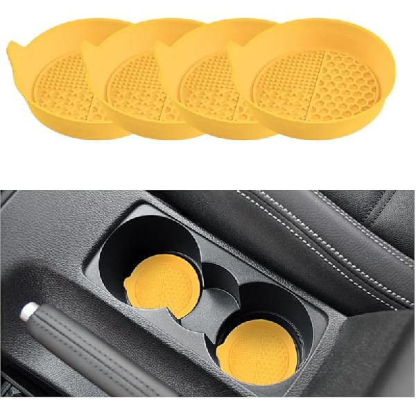 Mandark 4PCS Car Cup Holder Coaster, Silicone Anti-Slip Vehicle Ert Water Bottle Mat, Automotive Interior Ulation Drink Cup Pad Decor Accessories,