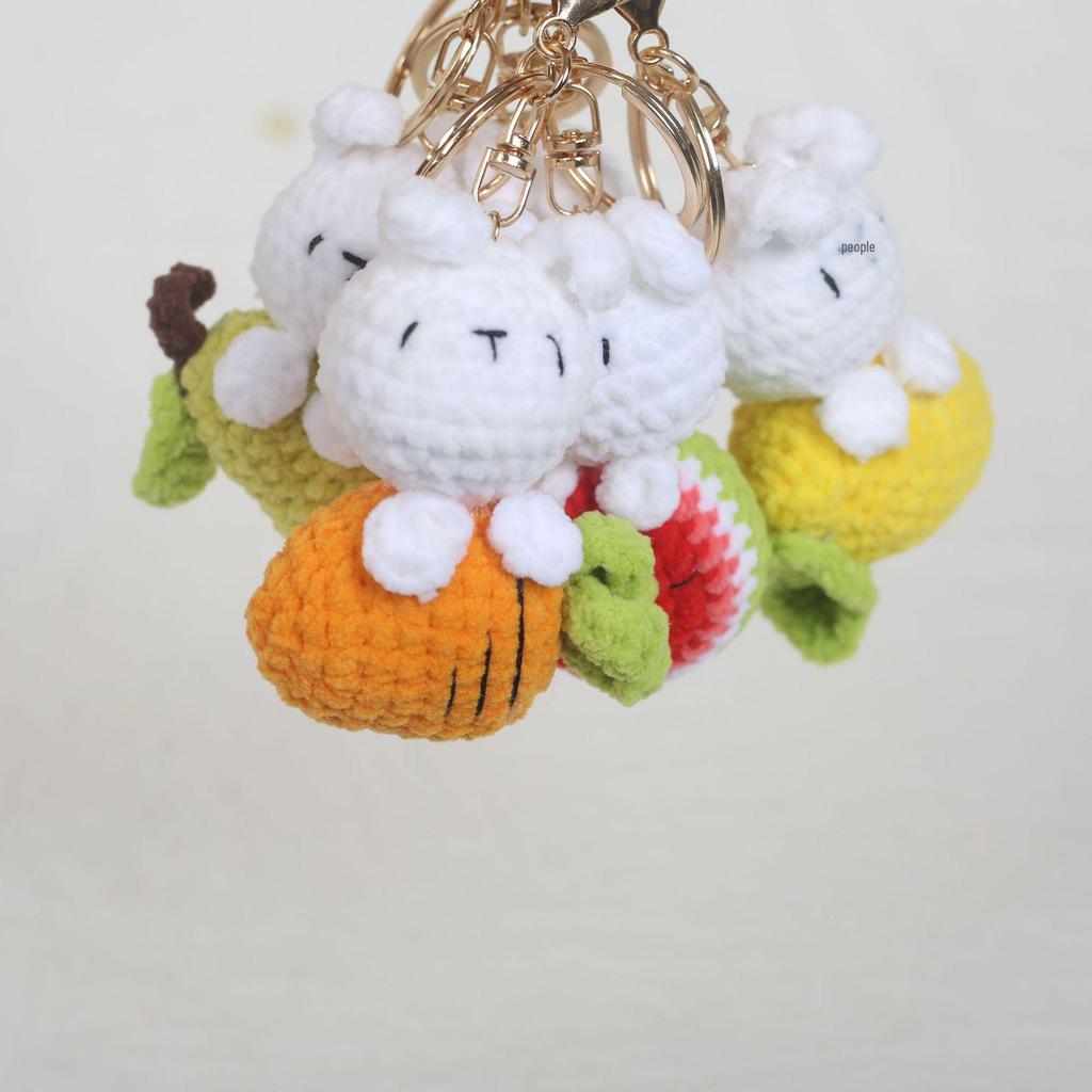 Fruit Rabbit Keychain Plush - Cute Watermelon, Lemon, Carrot, Pear & Strawberry Charms for Kids' Bags