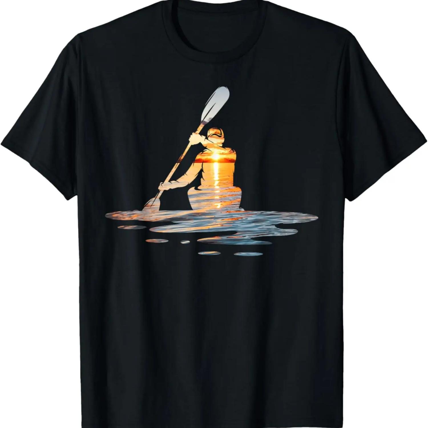 Kayaking Silhouette Kayak Kayaker T-Shirt S чёрный
