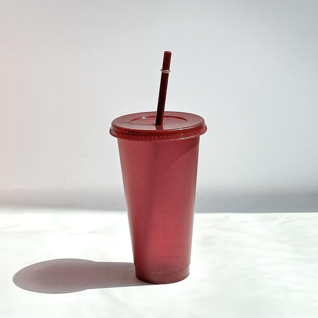 Plastové kelímky s víčky a slámkami Šálek na džus Mléko Čaj Šálky na kávu Šálky na pitíStudené Šálky Šálky na změnu barvy, Šálky se třpytkami Výměnné Šálky na párty