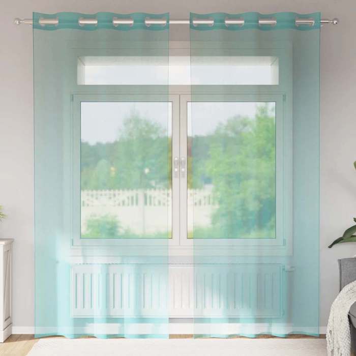 VidaXL Voile Curtains with Eyelets 2 Pcs Turquoise, Net Curtain, Sheer Curtain, Window Voile, Treatment of 4102145