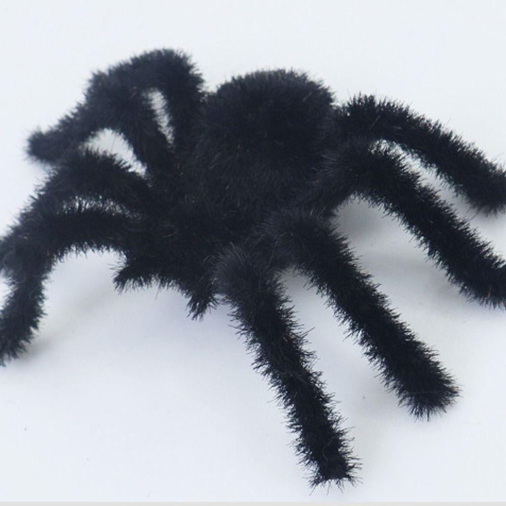 3D Halloween Plush Spider Realistic Artificial Spider Flocking Black Spider  Party Prop