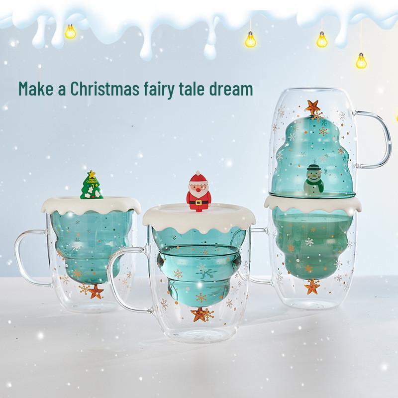 Double-Layer Christmas Wish Cup with Handle – Perfect for Milk, Juice, and More