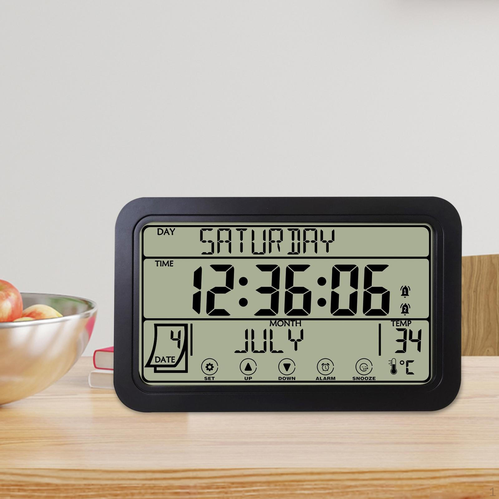 

Цифровые настенные часы-будильник, дисплей температуры и влажности, календарь, бесшумный подвесной декор, стол чёрный