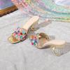 New Women's Slippers Colorful Rhinestones with Crystal Heel Banquet Heels