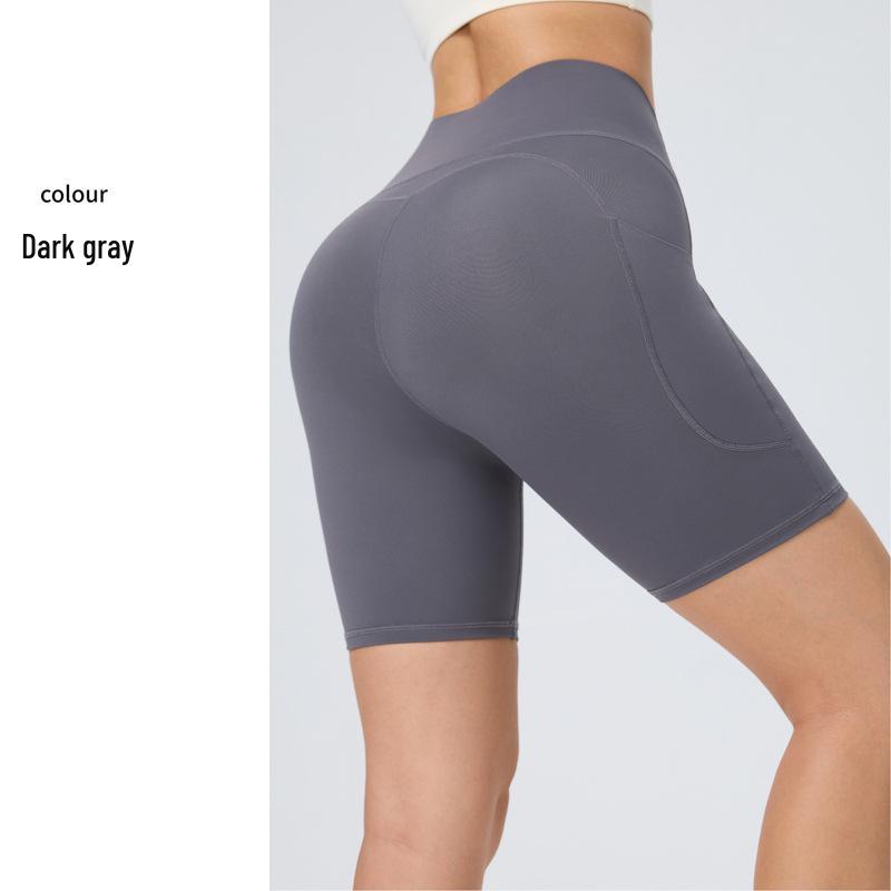 High-Waisted Quick-Dry Breathable Peach-Lift Yoga Shorts Extra Large темно-серого