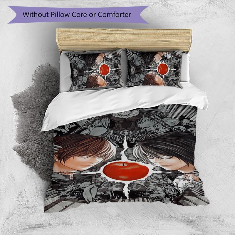 Death Note 3pcs Bedding Set Duvet Cover Closure Includes 1 Duvet Cover & 2 Pillowcases for All Seasons Bedroom Home Dorm Decor