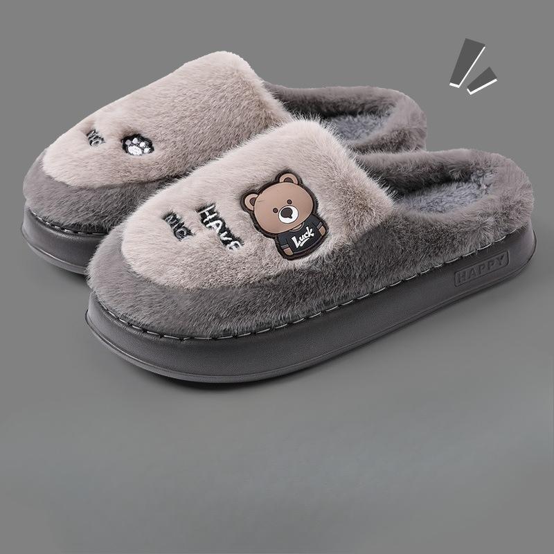 New Style Slippers Bag and Indoor Home Thick-soled Warm and Cute Plush Cotton Shoes for Women