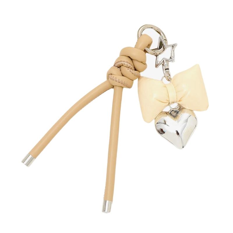 Elegant Butterfly Bows PU Leather Keychain Charm Pendant Keyring Multi Purpose Bag Accessory and Phone Lanyard 1 хаки