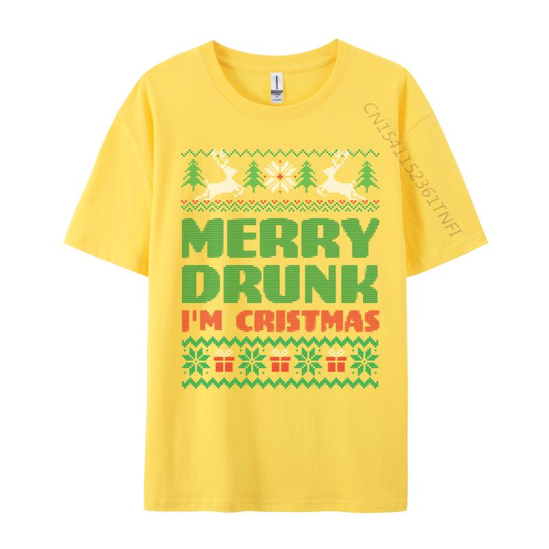 Merry Drunk I Im Christmas I Ugly TShirts Comfortable Tops Tees Fitted Casual Crew Neck Top TShirts