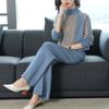 Mom's Casual Knit Wide-Leg Pants Set - Plus Size Autumn/Winter Sweater for Women