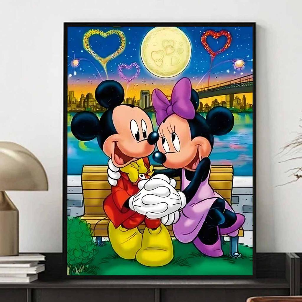 Disney 5D Diamond Painting Dark Mickey and Minnie Decoration DIY Full Diamond Mosaic Inlaid Cross Stitch Set Gift