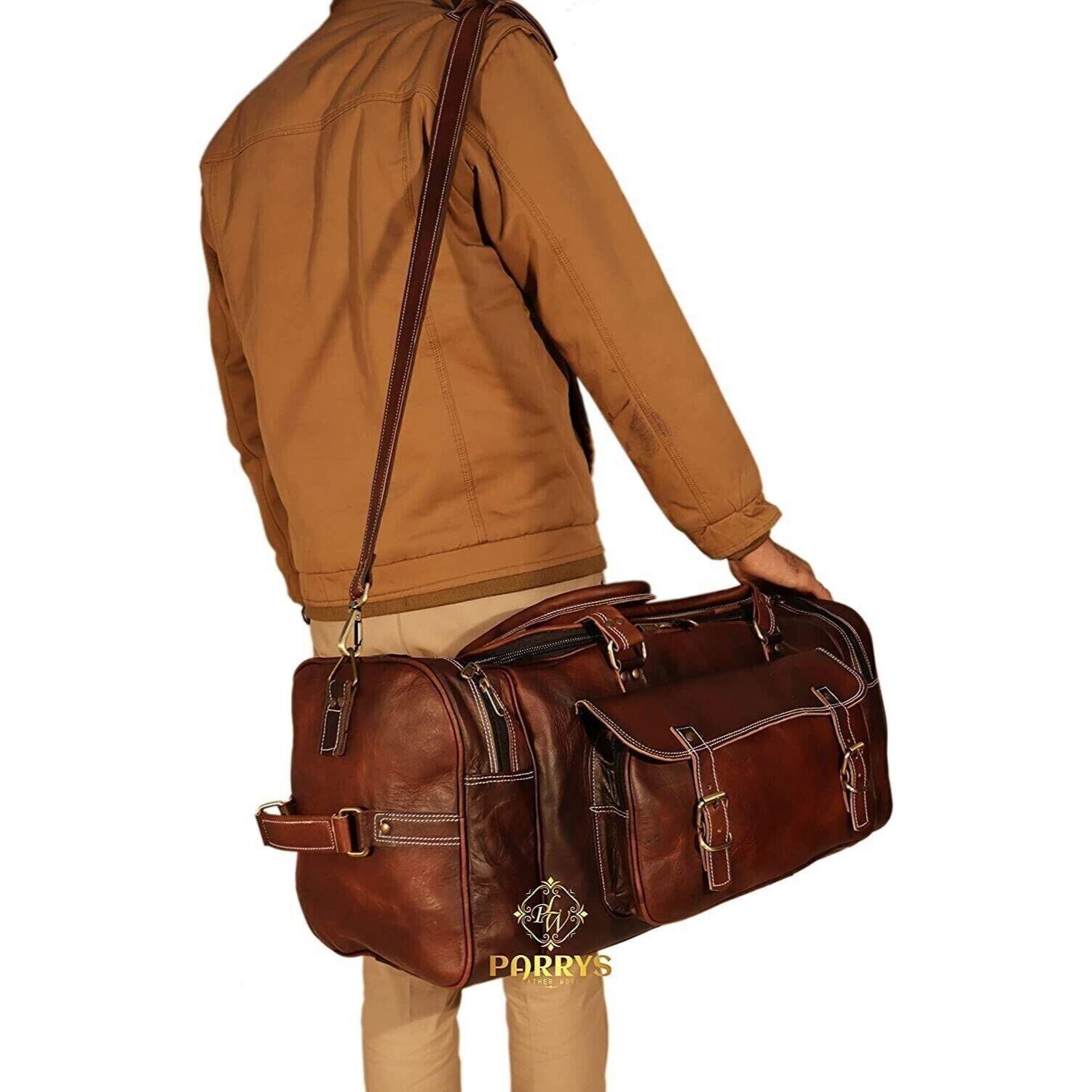 CUYANA Borsa Da Uomo In Pelle Borsone Bagaglio Da Viaggio Palestra Vintage Vero Weekend Notte Nuova