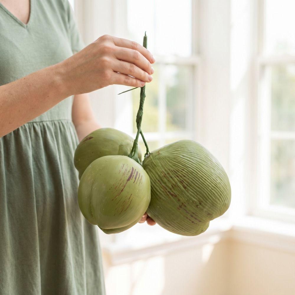 Green Artificial Coconut Plastic Fruit Ornament Fake Coconut Fruit Weddings