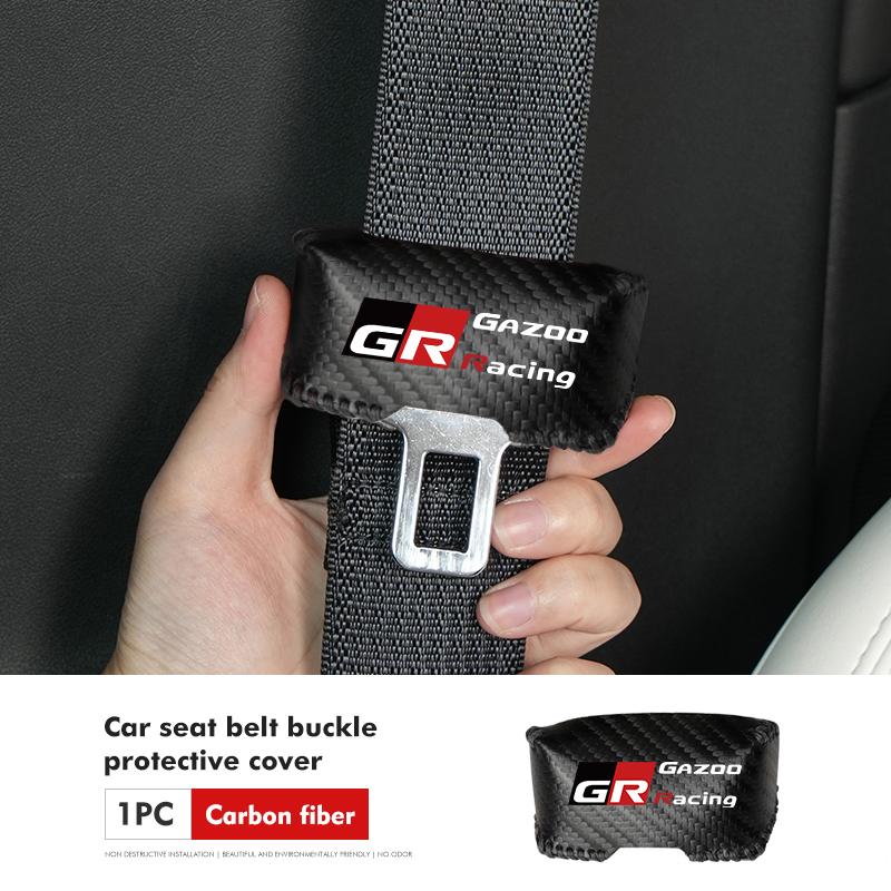 

Car Seat Belt Buckle Plug Leather Car Seat Belt Clip Protective Covers For Toyota Gazoo Racing TRD Corolla Yaris Chr Auris Rav4