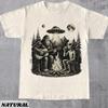 Bigfoot Playing Guitar With Alien And UFO,Funny Bigfoot And UFO Tshirt,Vintage 90s Shirt, Hiking Camping Shirt, Funny Unisex Gift