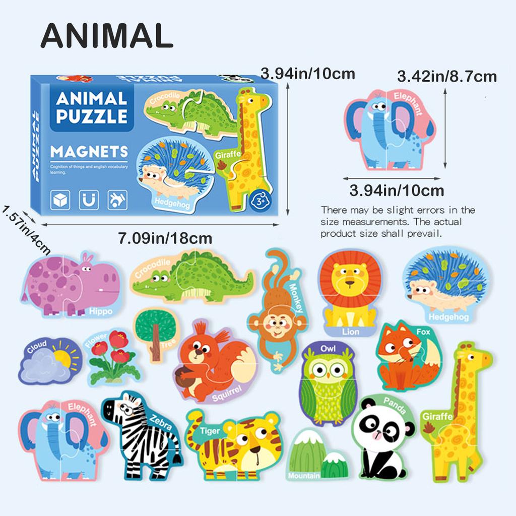 Magnetic Stickers Puzzle, Letters, Numbers, Fruits, Dinosaurs, Animals, Transportation Early Education Puzzle Toys For Kids