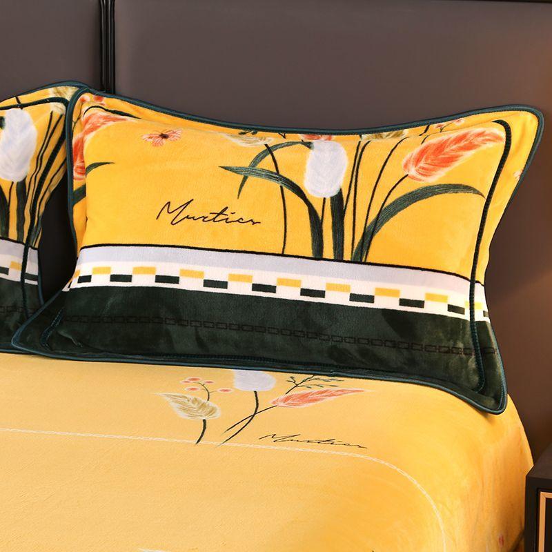 Winter thickened milk velvet four-piece set warm coral velvet double-sided velvet quilt cover bed sheet plus velvet bed skirt bedding