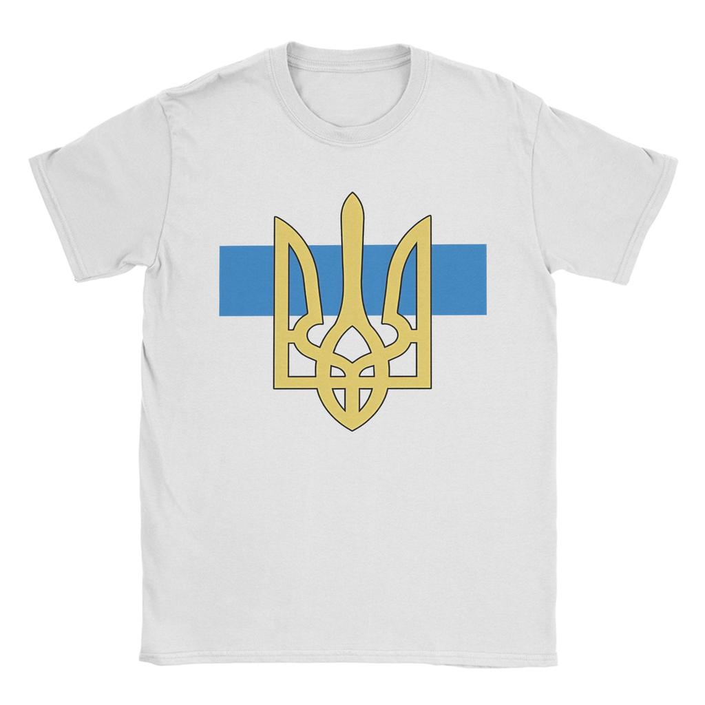 Ukraine Tryzub TShirt Men Vintage Cotton Tees Round Neck Short Sleeve T Shirts Plus Size Clothes