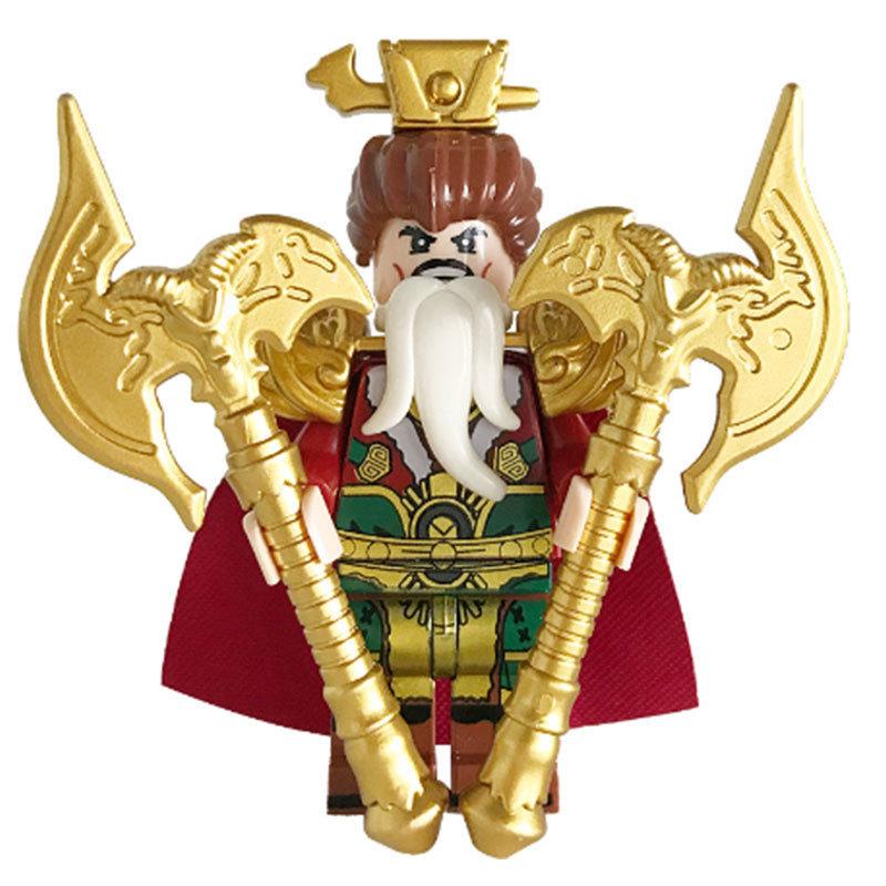 Three Kingdoms Five Tiger Generals Minifigure Set, Small Building Blocks Toy, Third-Party Licensed Figures with Mounts and Weapons