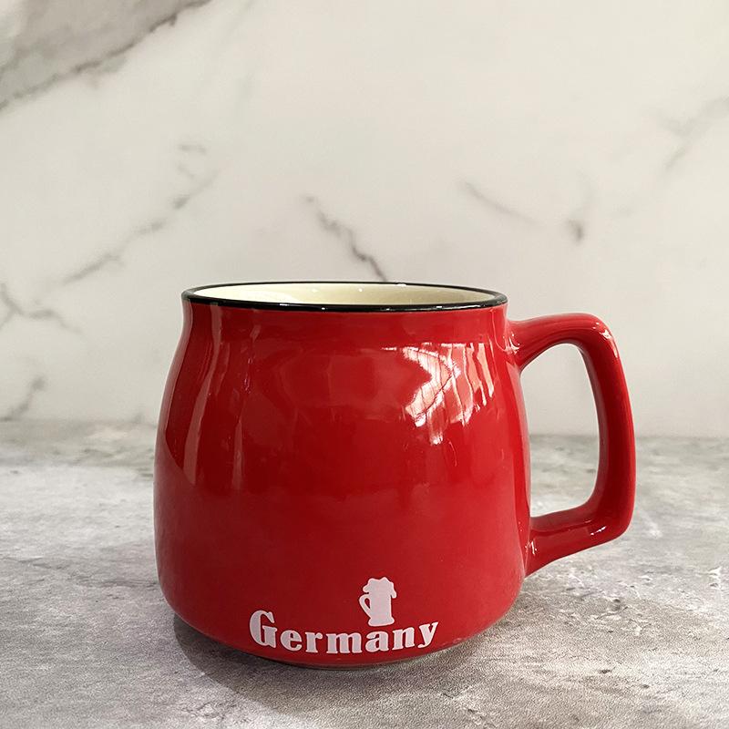 Creative Ceramic Cup With Lid And Spoon Milk Cup Day Breakfast Cup Coffee Cup Customization