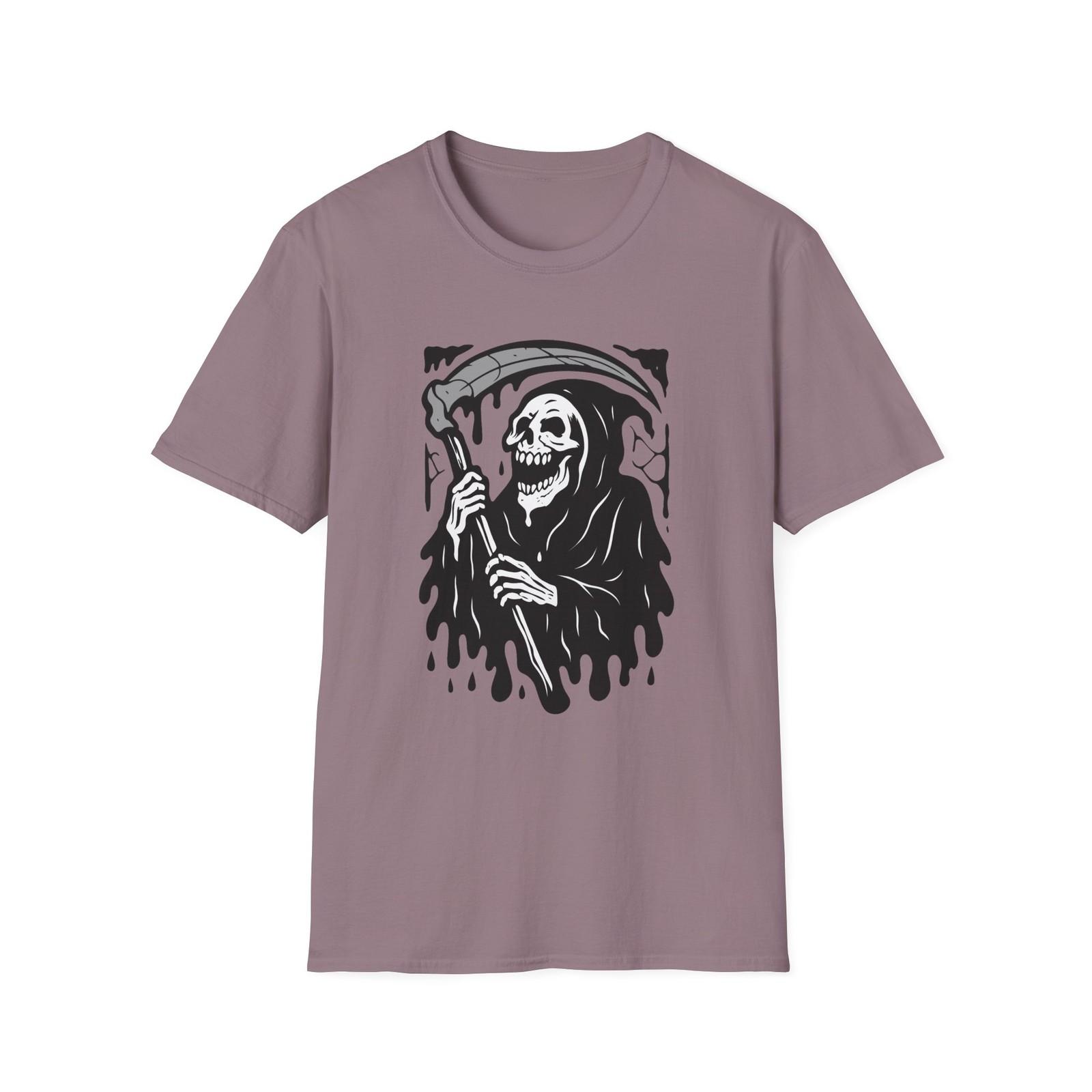 Unisex Softstyle T-Shirt Mens Womens Tees Top Grim Reaper Laughing Surreal Horror Dark Art Graphic M