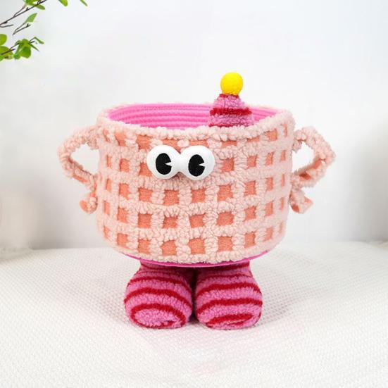 Cartoon Storage Basket with Eyes Legs Large Capacity Vibrant Color Adorable Storage Box Multi-functional Organizer
