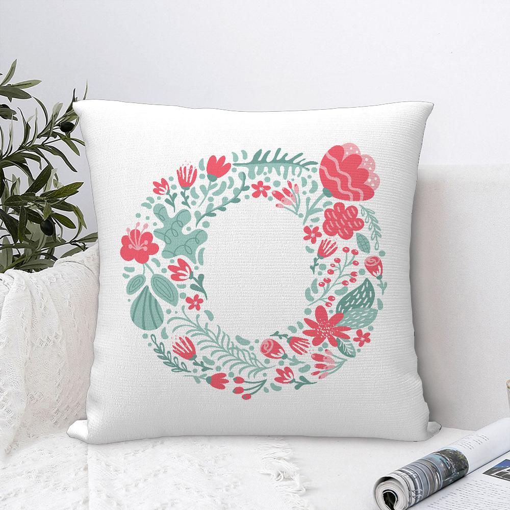 Cute Floral Letter Pillow Case Sofa Decorative Home Double-sided Printing Short Plush Cushion Cover Throw Pillow Cover Gifts