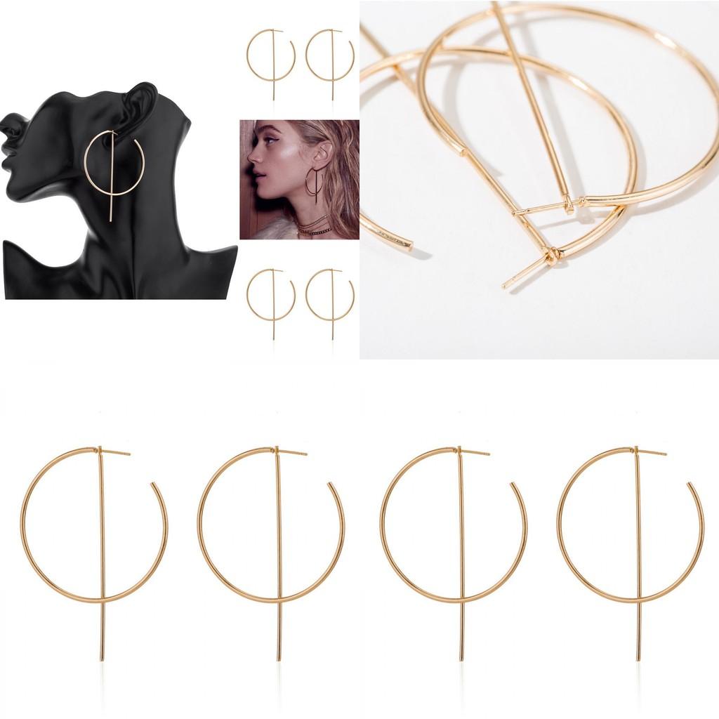 Trendy Gold Alloy Round Earrings Unique Modern Style For Casual And Formal Wear