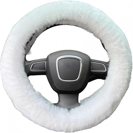Fluffy Steering Wheel Cover For Women, YUNXNYC Fuzzy Winter Fashion Wool Fur Soft Furry Steering Wheel Covers Warm Plush Non-Slip Car Decoration