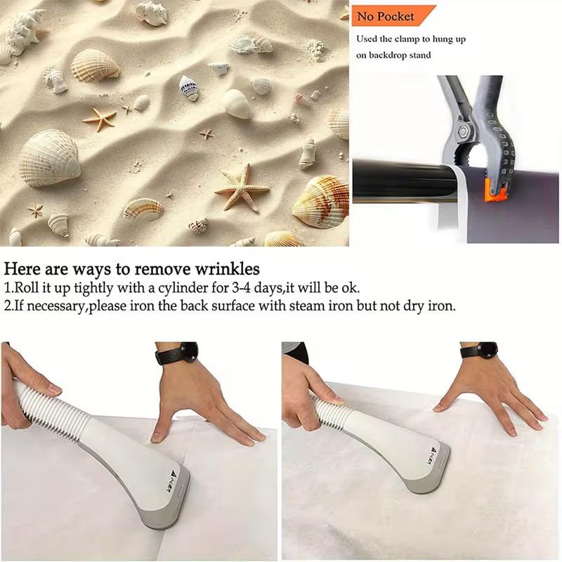 Ästhetischer 2D-Strand-Wandteppich, Sand mit Muschel- & Seestern-Hintergrund