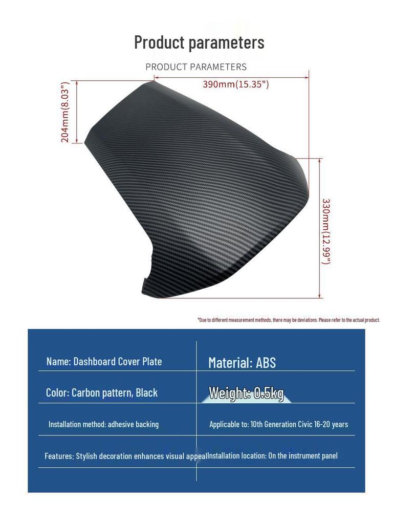 Carbon Fiber Dashboard & Steering Wheel Cover for 10th Gen Civic - Interior Modification Accessory
