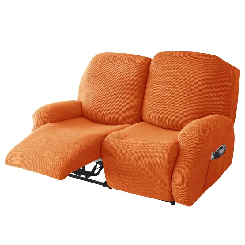6pcs Solid Color Recliner Sofa Cover Elastic All-inclusive Couch Coushion Case Soft Pet-friendly Protective Case for Living Room