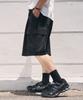 Beokeuldaun Comfort Big Pocket One-Pleat Wide Bermuda Cargo Sweatpants (Black)