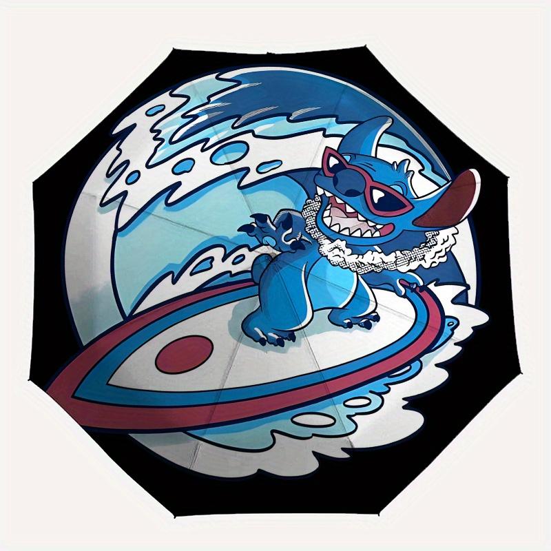 Stitch, surfing Automatic Opening and Closing Umbrella - 8 Ribs Portable Folding Umbrella with Plastic Handle, Suitable for Leisure and Hall