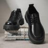 Chaussures en cuir noir pour hommes avec rehausse de 6 cm: Imperméable, Semelle Épaisse, Déodorant, Style Board Décontracté pour l'Automne.