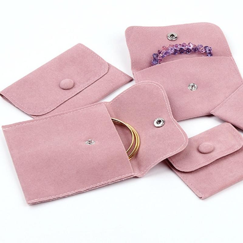 Small Jewelry Gift Bag Package Snap Button Pouch Jewelry Velvet Bags Snap Container for Necklaces Bracelet Rings