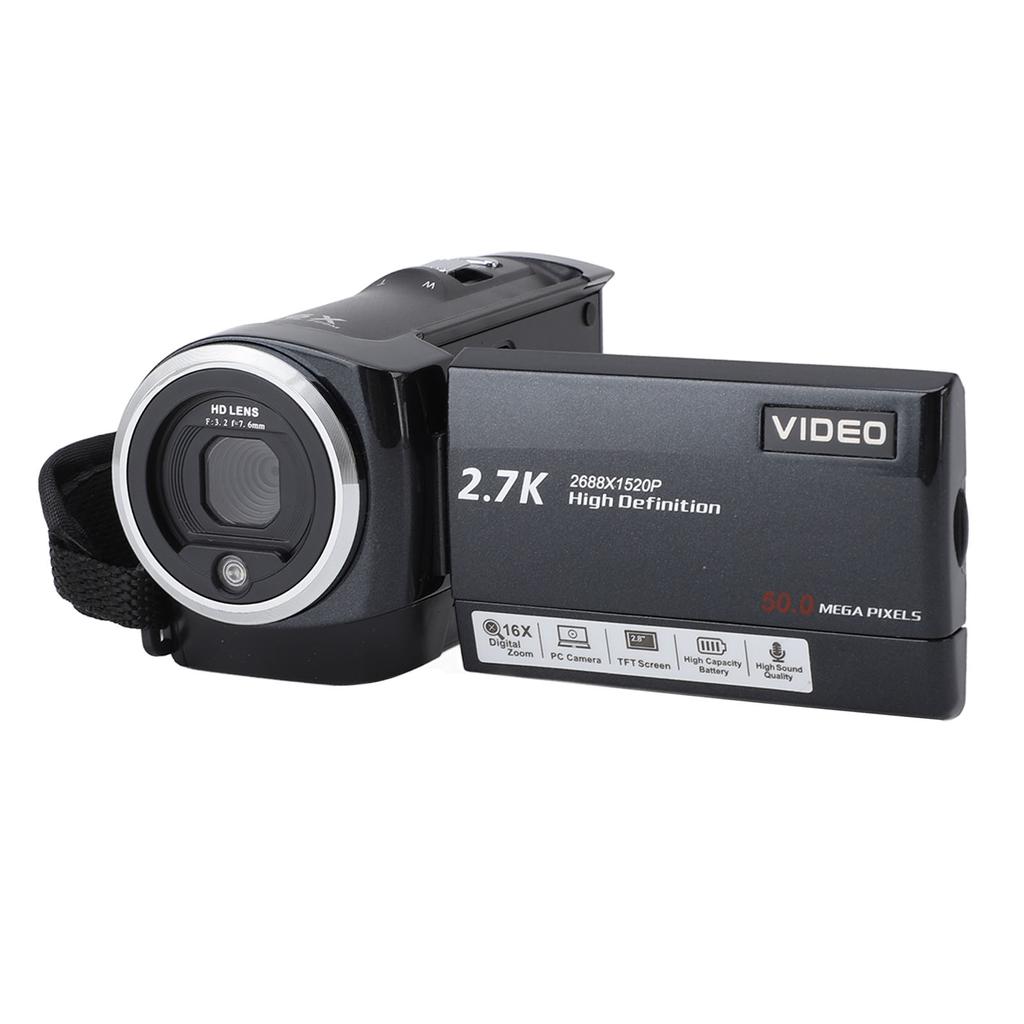 2.7K Camcorder Professional 2.8 Inch Screen HD 50MP 16x Digital Zoom Vlogging Camera for Outdoor Tra
