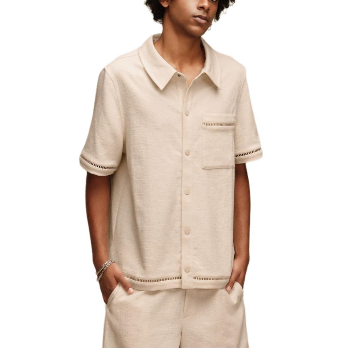 UGG Solid Color Button Closure Short Sleeve Shirt With Hollow Design Men tops 1175198-CRM XS 28780₽