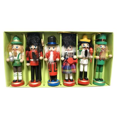 Pingente de boneco quebra-nozes de desenho animado fofo de 12 cm, boneco quebra-nozes de Natal, presente para criança, 6 peças/conjunto