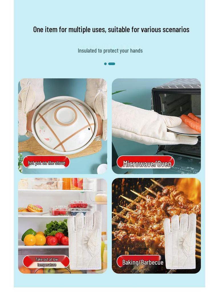 High-Temperature Resistant Industrial Baking Gloves - Five-Finger, Anti-Scald, Heat-Insulating, Wear-Resistant, Thickened Protection.