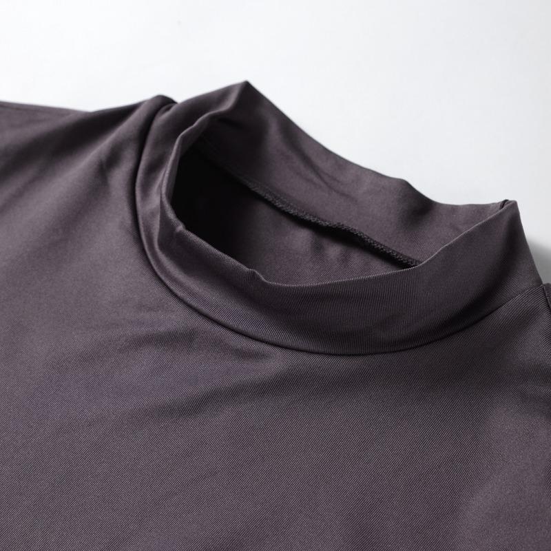 Rynket Skinny Stretch Enkel Ensfarget Lang Kjole Dame Høstmote Langermet O-hals Basic Klassisk Skjørt