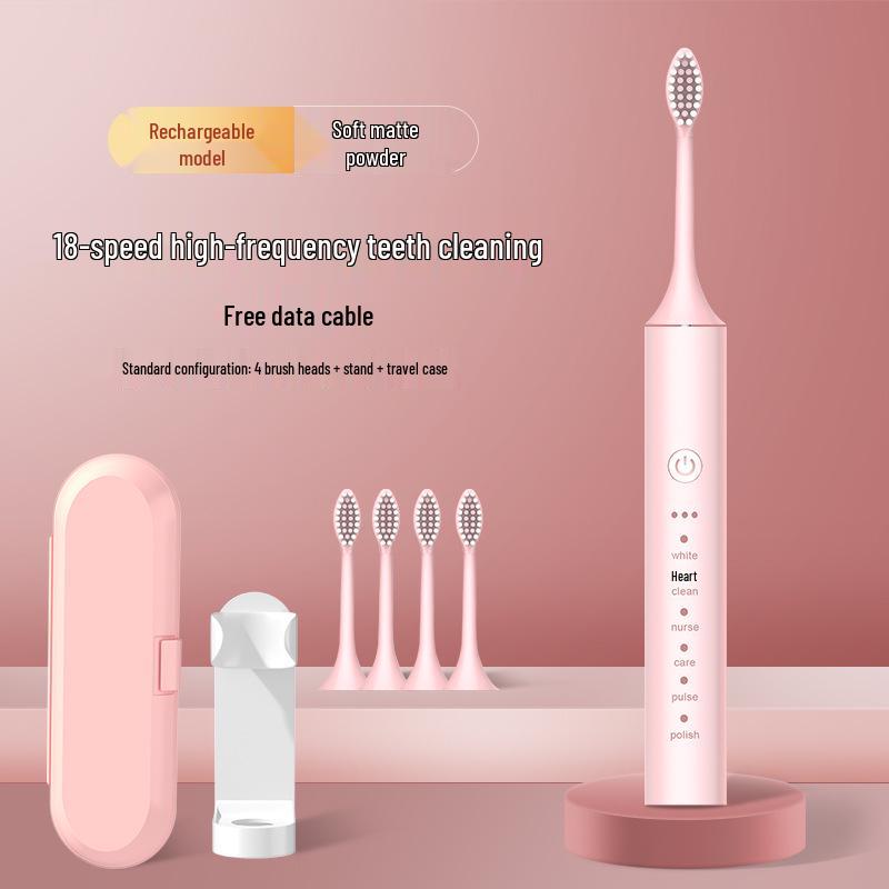 Unisex Rechargeable Ultrasonic Soft Bristle Electric Toothbrush for Home & Travel