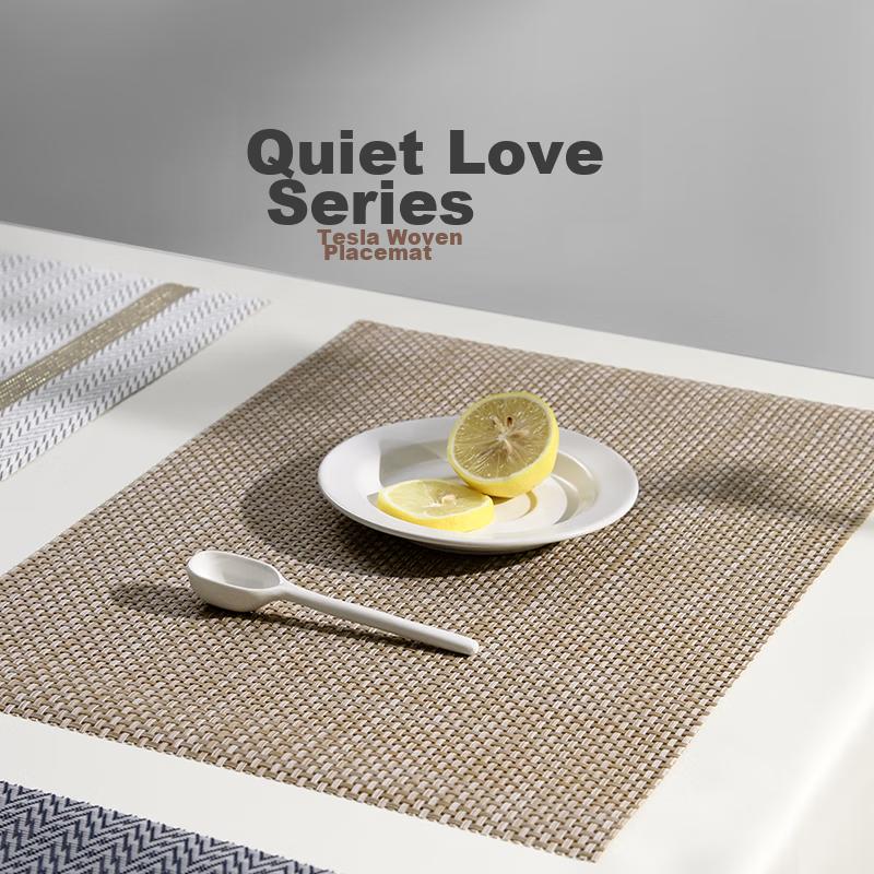 Quatrefoil Table Mat, Western Dining Mat, Heat Insulation Pad, Pot Holder, Anti-Scalding Coffee Table Cloth, Placemat, Beige, 2-Piece Set