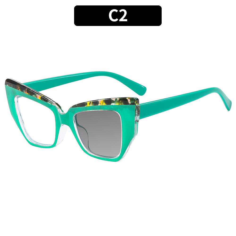 Brand Design Fashion Cat Eye Oversized Frame Photochromism Prescription Reading Glasses Women Anti Blue Light Hyperopia Eyewear