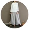 2023 Retro Cotton Linen Striped Wide-Leg Women's Slimming Cropped Pants - Japanese Style Summer Casual Wear