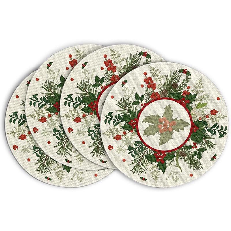 Festive Style Christmas Round Placemats - 4-Piece Set for Holiday Table Decor