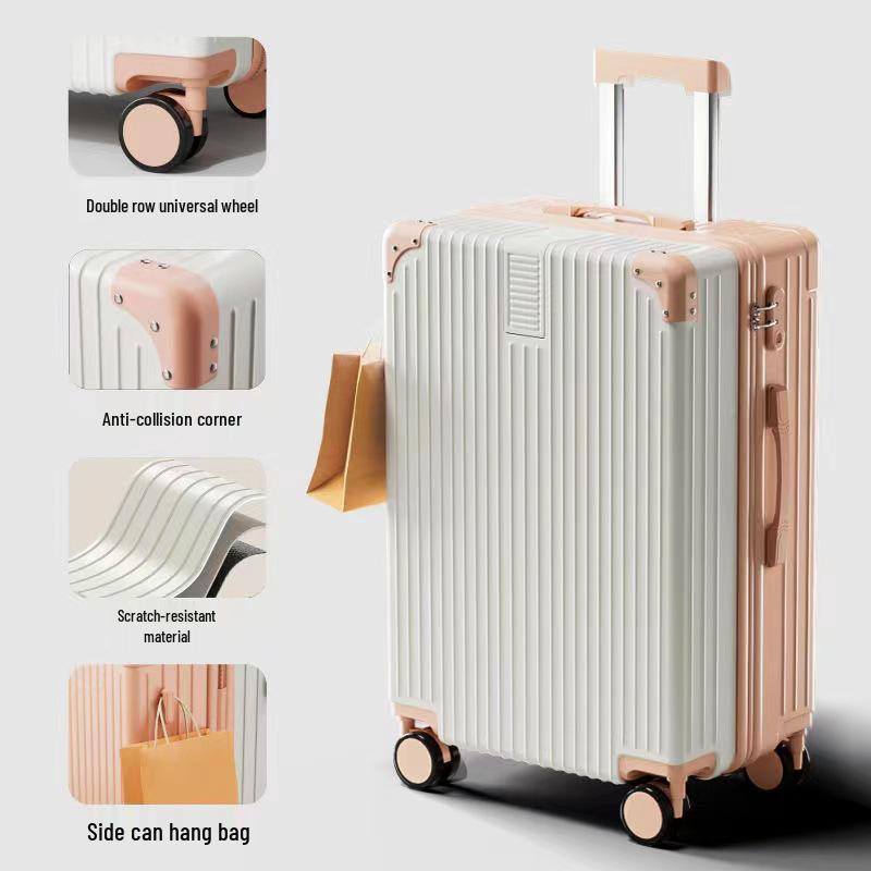 Women's Vintage Large-Capacity Trolley Suitcase - Durable, Stylish Travel Box with Zipper