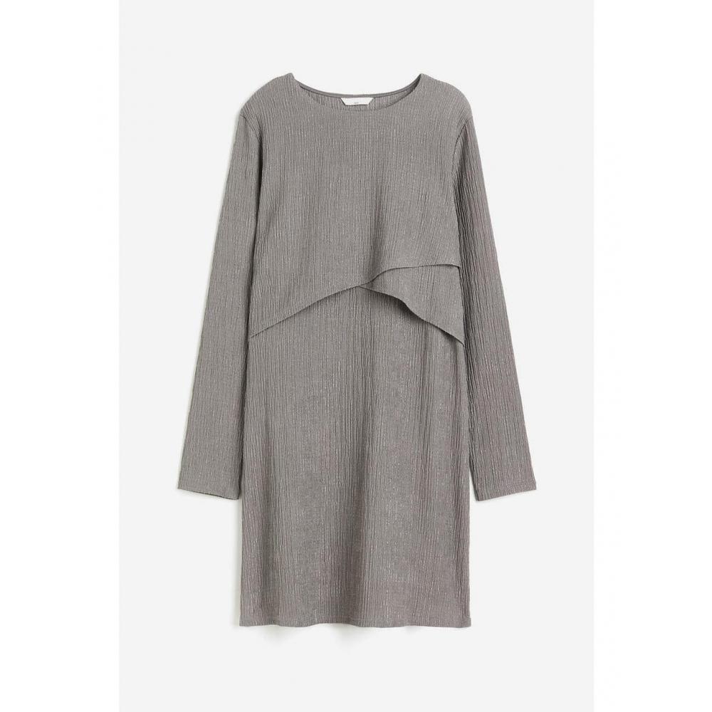 H M MAMA Crinkle Nursing Dress Gray 1216388002