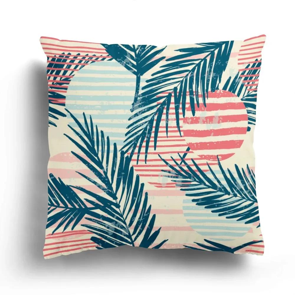 Office Sofa Car Cushion Cover Luxury Home Decoration Pillow Cover Creative Leaves Tropical Plant Pattern